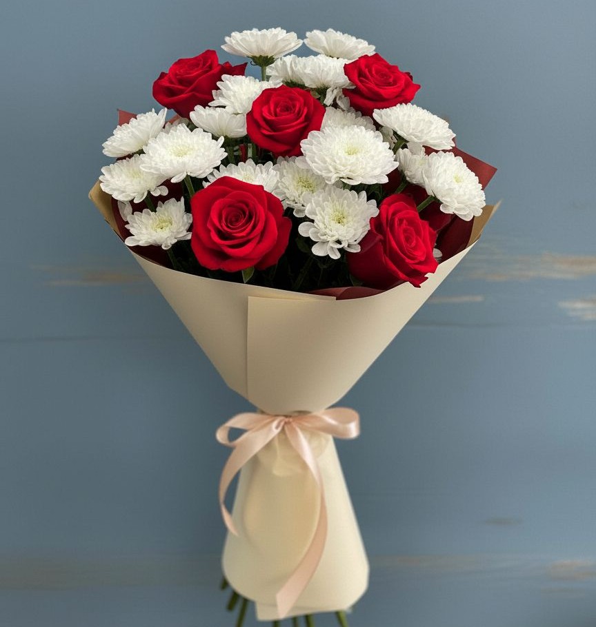 Букет цветов из: Розы и Хризантемы в Негомож