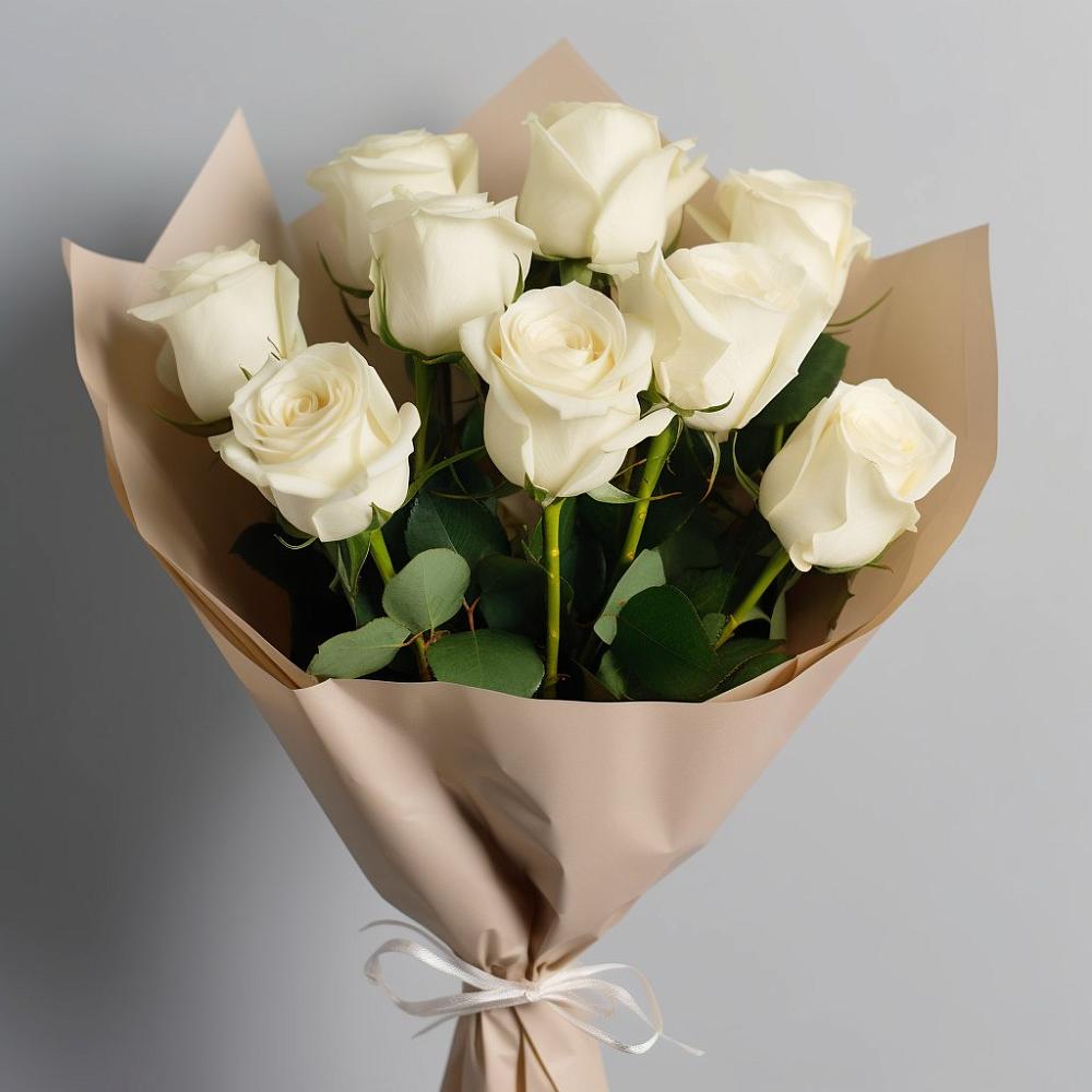 Букет 9 Белых роз Эдлесс Лав в Негомож