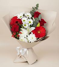 Букет цветов из:  Розы, Хризантемы, Герберы и Лилии #REPLACE_PRED# Негомож