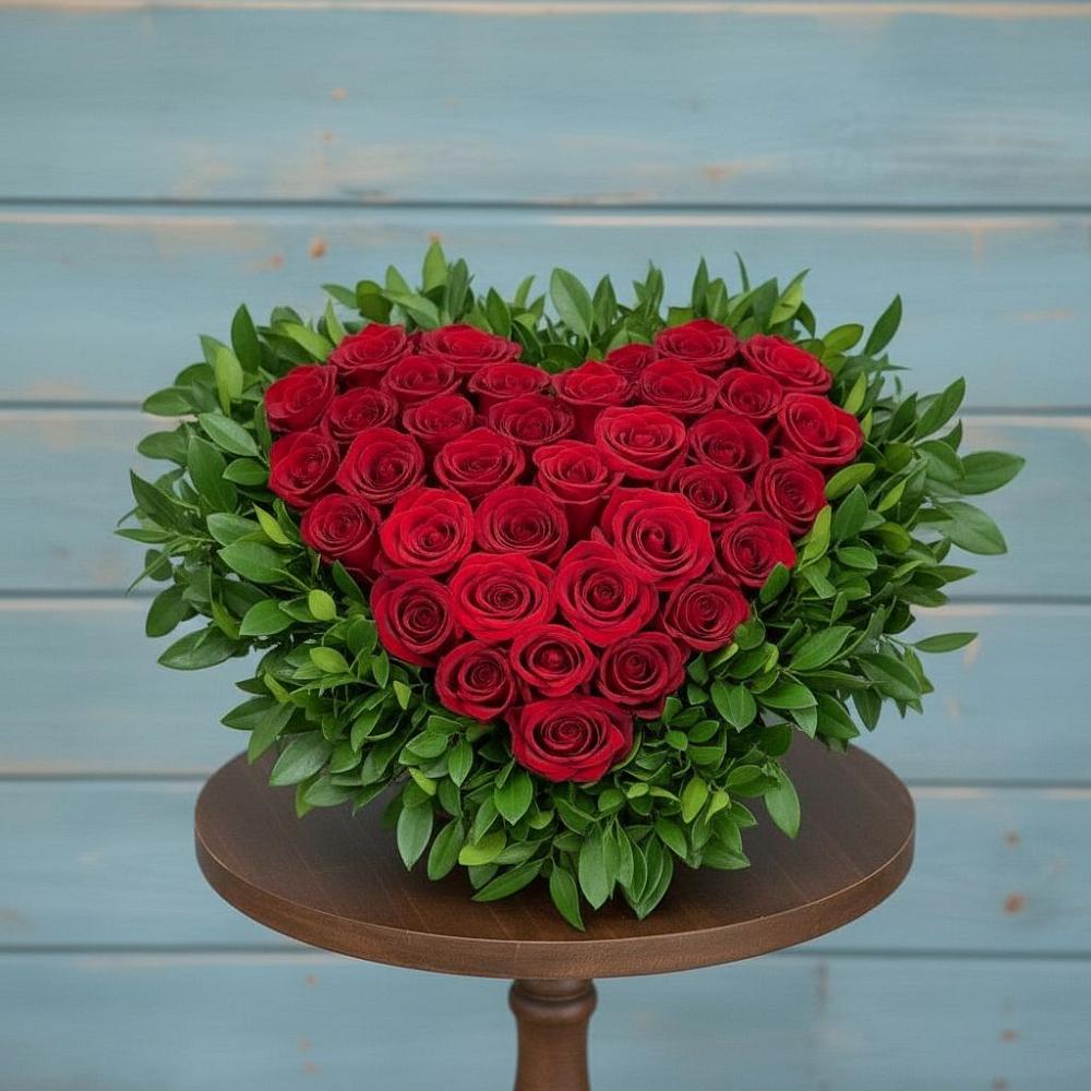 Цветочная композиция из Розы в виде сердца в Негомож