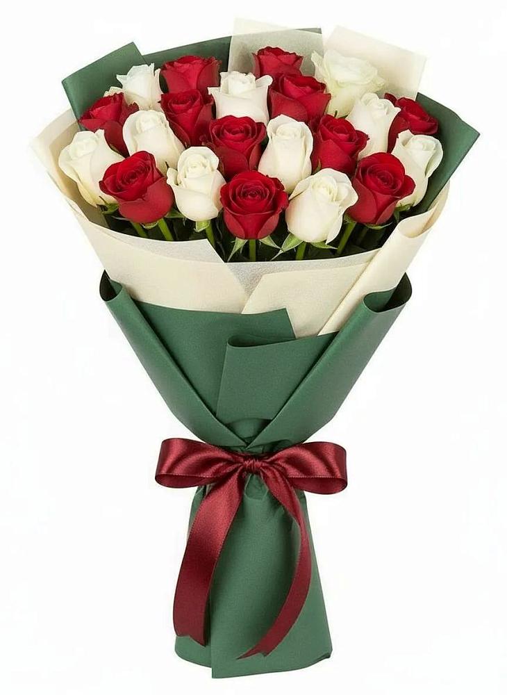 Букет Микс из красных и белых роз в Негомож