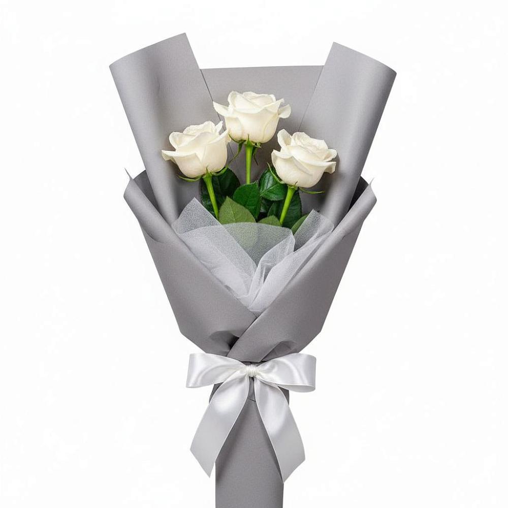 Букет 3 белые розы в Негомож