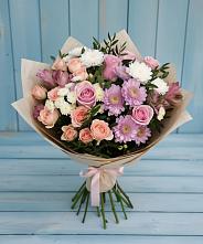 Букет цветов из:  Хризантемы, Розы и Альстромерии в Негомож