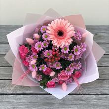 Букет цветов из:  Розы, Герберы и Хризантемы в Негомож