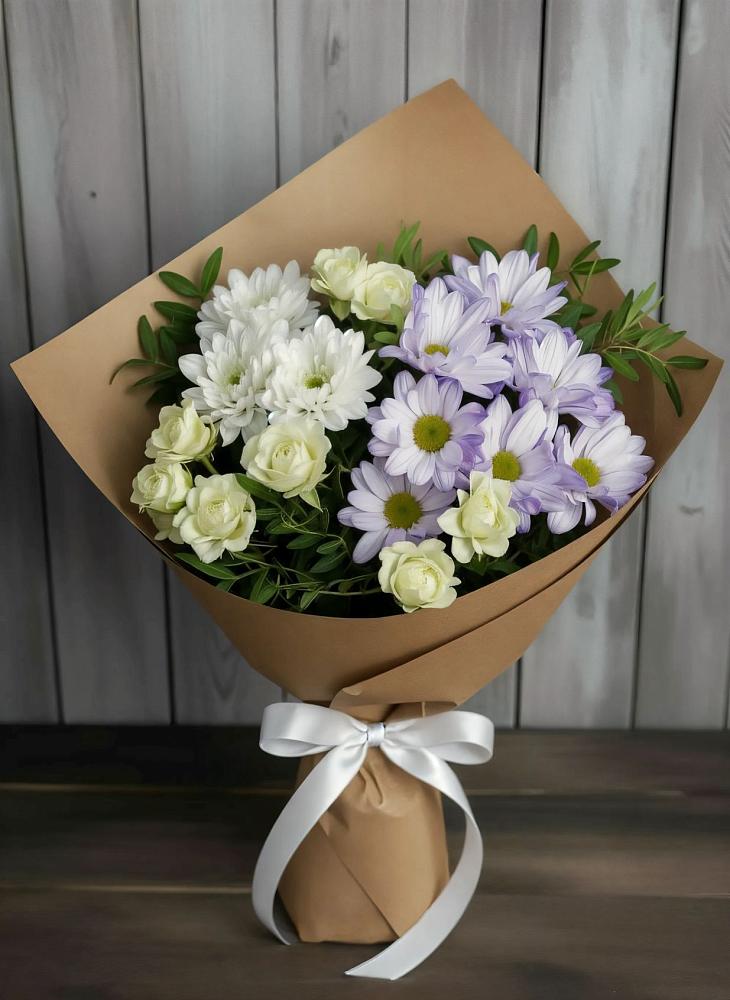 Букет цветов из: Хризантемы и Розы в Негомож